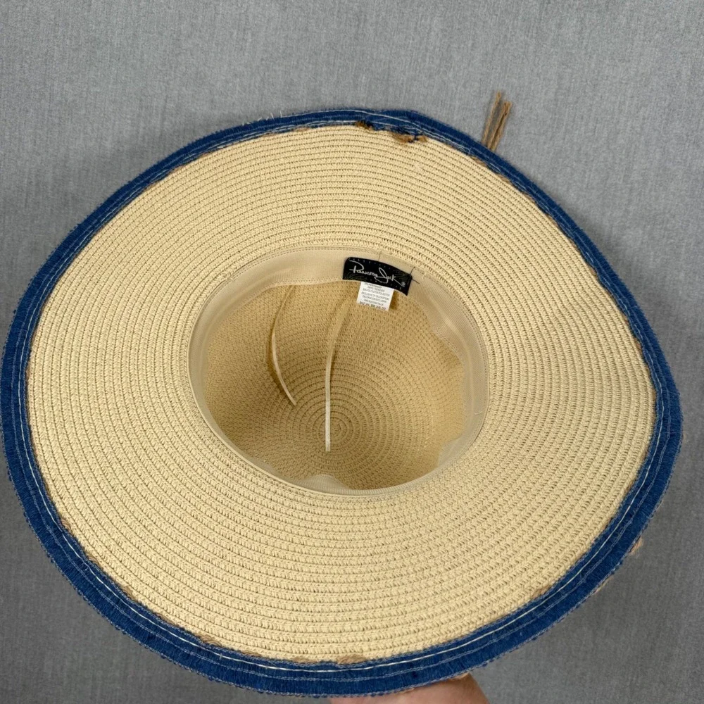 Panama Jack Womens Straw Sun Hat UPF 50+ Blue Trim Adjustable DELPJL726-ASST‎